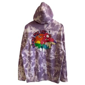 The Smurfs "Living The Life" Tie Dye Lavender Mushroom  Cotton Sweatshirt L #428